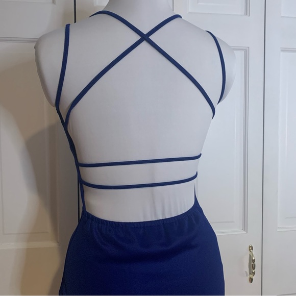 Mokoru Spandex and Poly Form Fitting, Backless Dress Size 3/Small. Royal Blue. - Picture 3 of 10